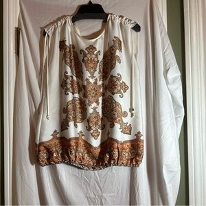 MICHAEL Michael Kors Paisley Print Blouse in Cream and Orange